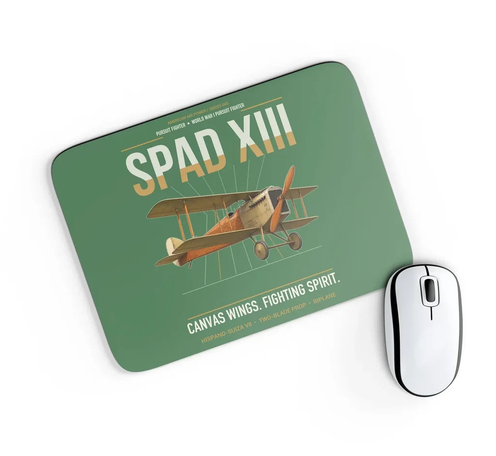 SPAD XIII design on green rectangle mouse pad