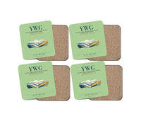 Thumbnail for Winnipeg James Armstrong Richardson International Airport (YWG) design on light green 4 pieces set coaster