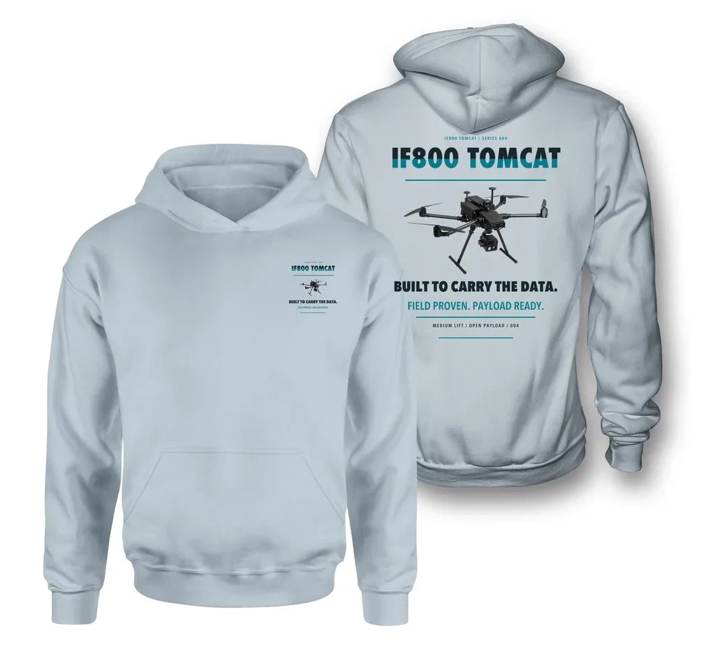 Inspired Flight IF800 Tomcat design on light blue hoodie