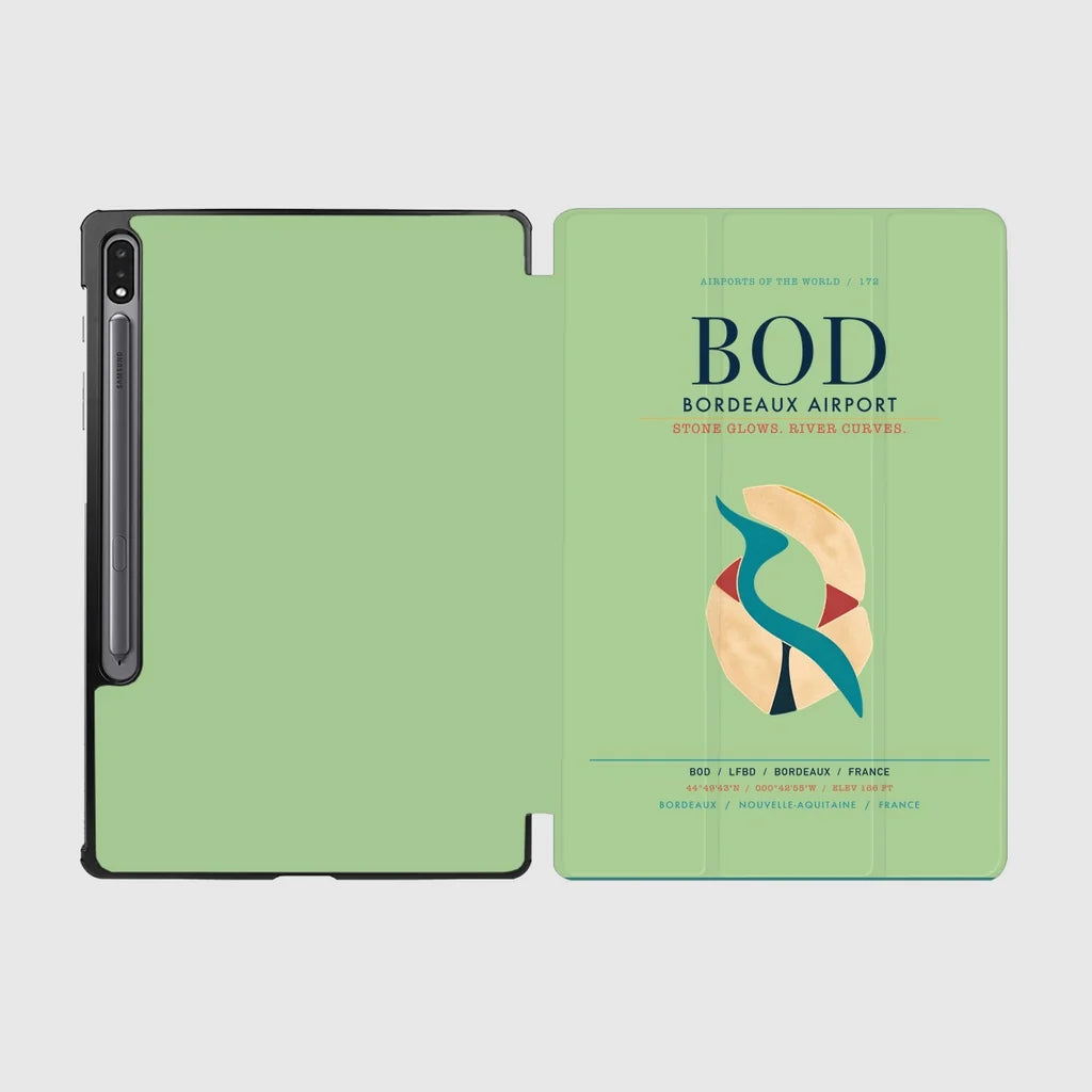 Bordeaux Airport (BOD) design on light green samsung tablet tablet case