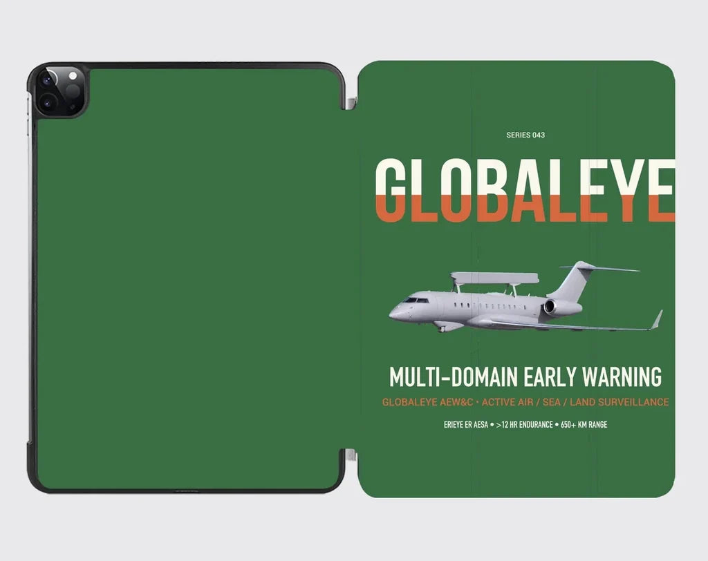 Saab GlobalEye design on green ipad tablet case