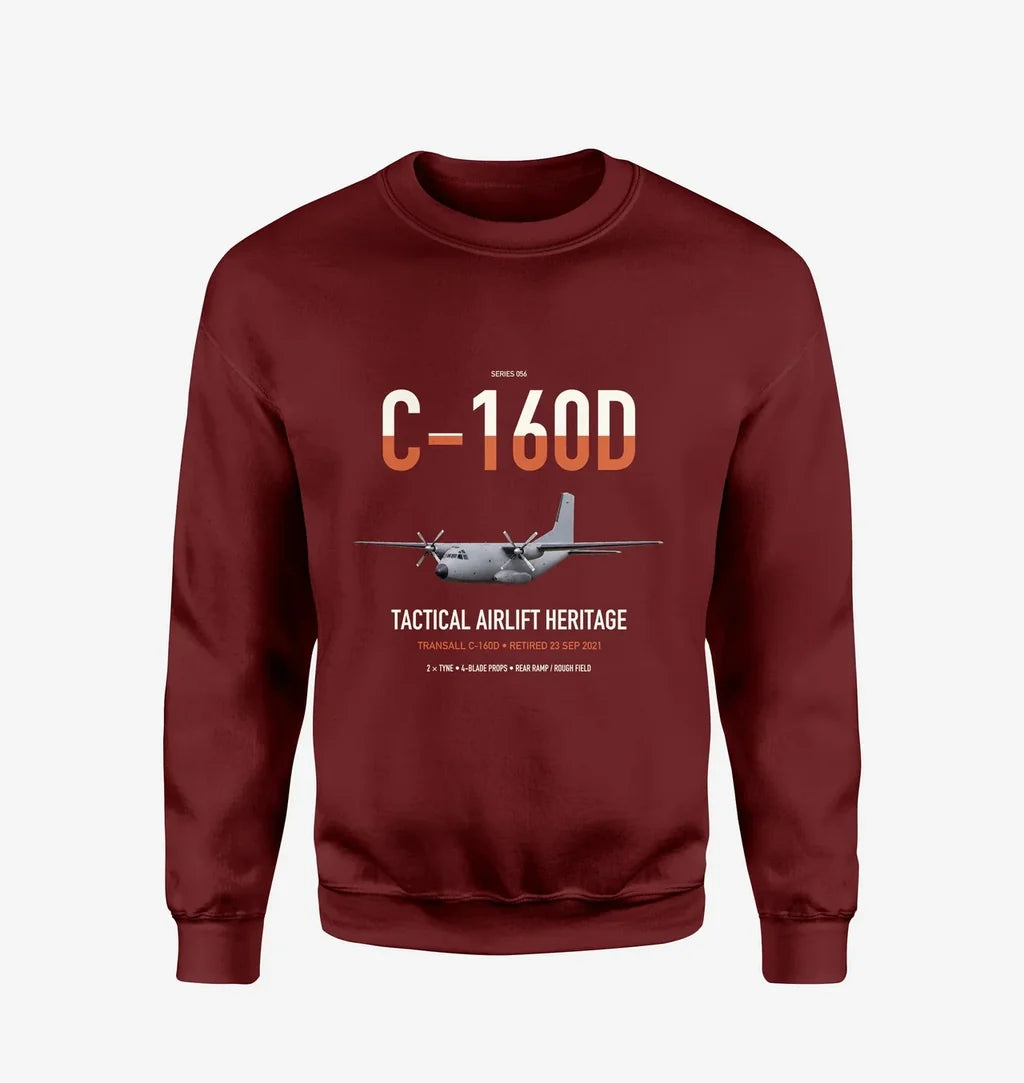 Transall C-160D design on wine red sweatshirt