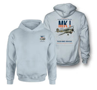 Thumbnail for Fairey Swordfish Mk I design on light blue double-side hoodie, double-side print