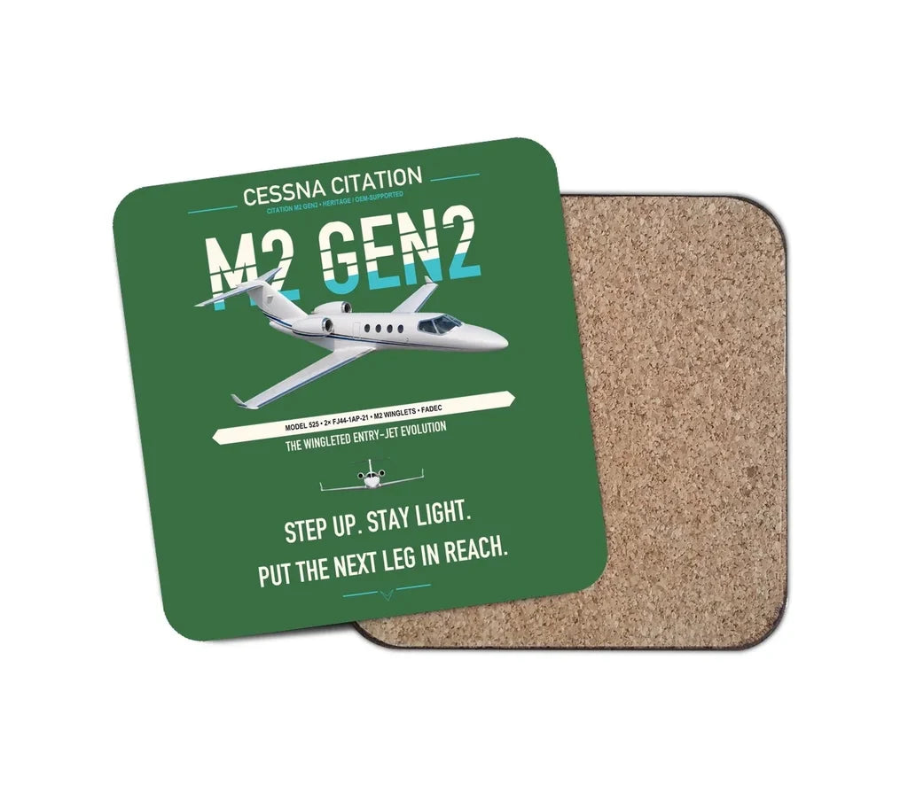 Cessna Citation M2 Gen2 design on green 1 piece coaster