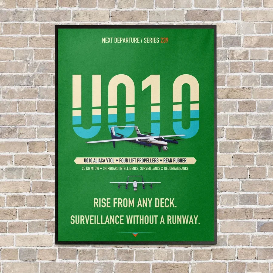 Airbus U010 Aliaca VTOL vertical canvas print - framed - green background