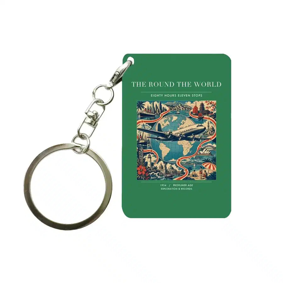 VINTAGE G4100 - The Round The World - Designed Key Chain design on green