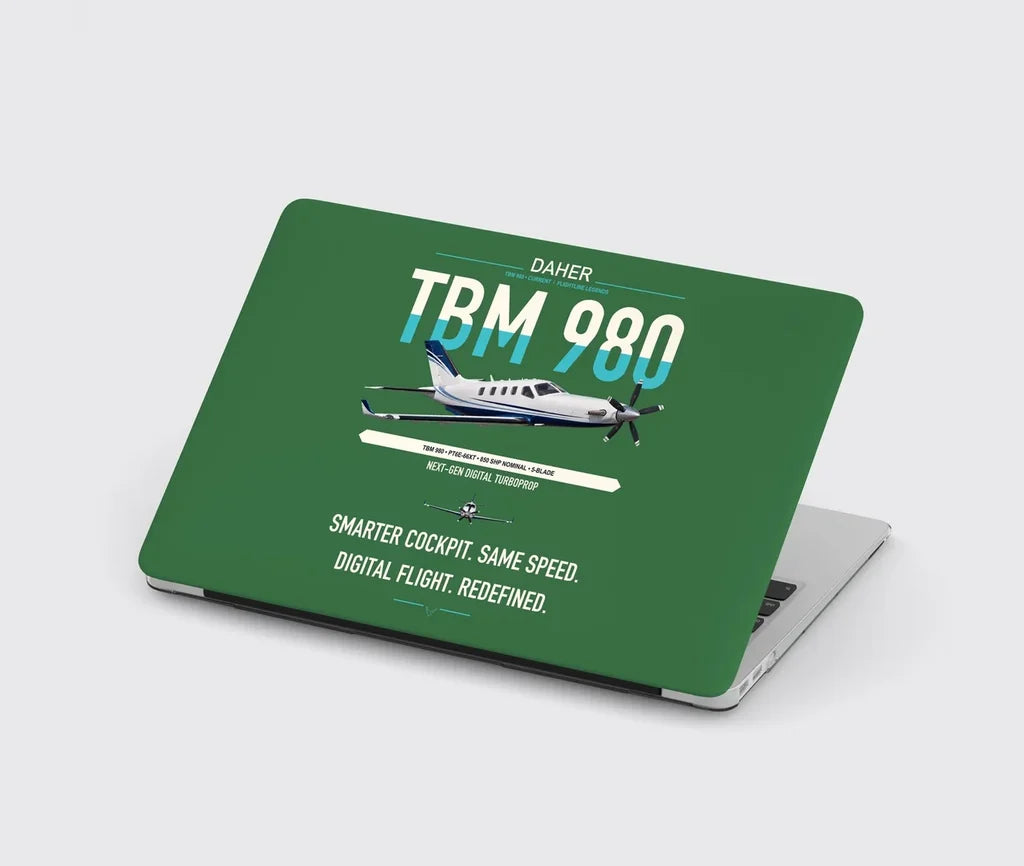 Daher TBM 980 design on green MacBook case