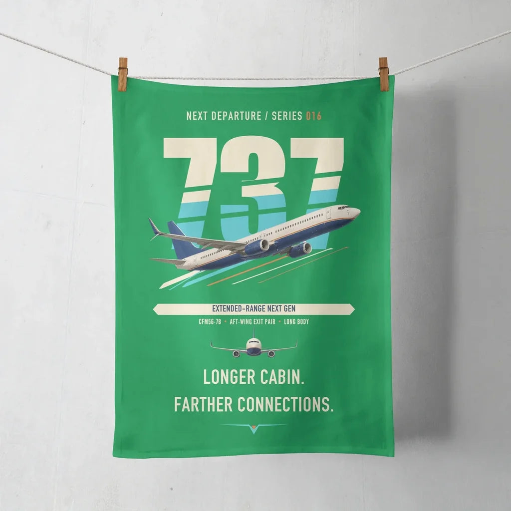 Boeing 737-900ER design on green towel