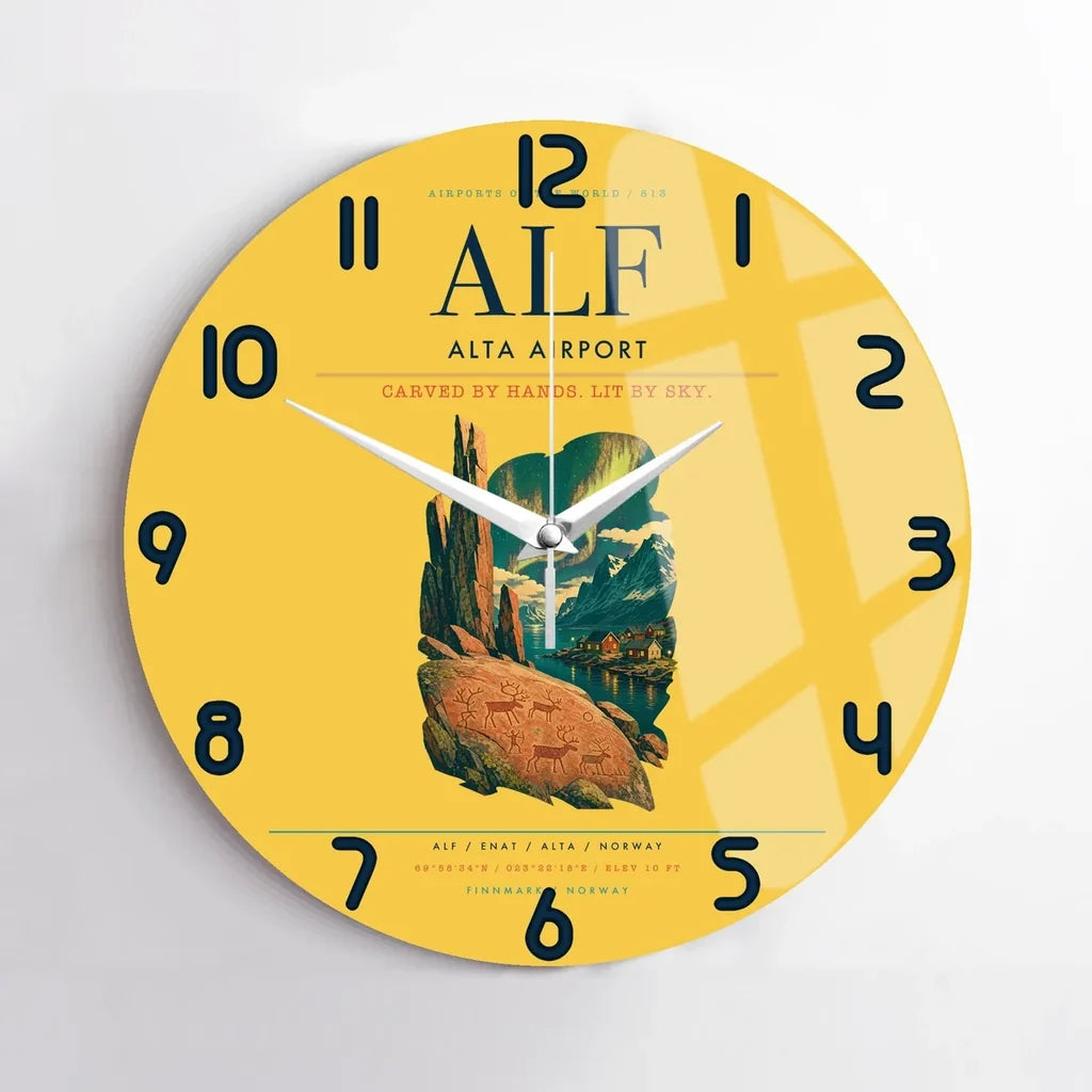 Alta Airport ALF Wall-Clock No-Frame - Yellow