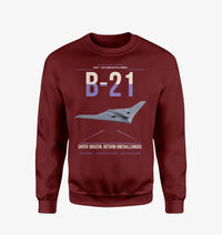 Thumbnail for B-21 Raider design on wine red sweatshirt