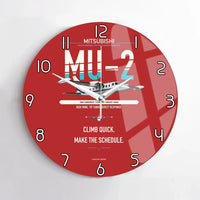 Thumbnail for Mitsubishi MU-2B-60 Marquise design on red no frame wall clock