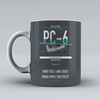 Thumbnail for Pilatus PC-6 Porter design on gray ceramic mug, double-side print