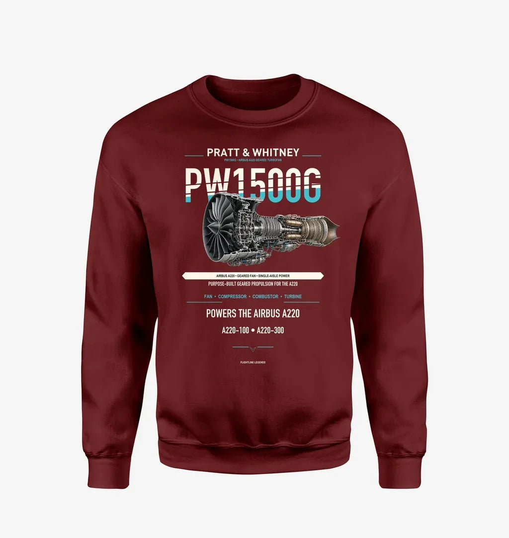 PW1500G design on wine red sweatshirt