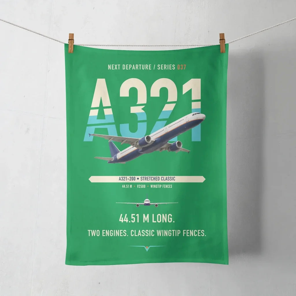 Airbus A321 design on green towel