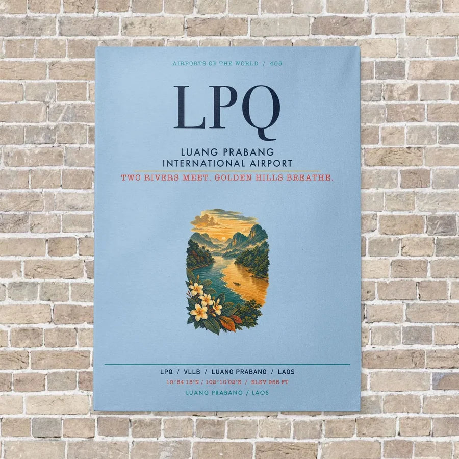 Luang Prabang International Airport LPQ vertical canvas print - no frame - light blue background