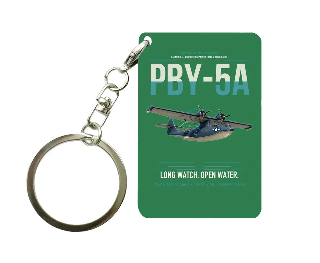 PBY-5A Catalina design on green designed key chain, double-side print