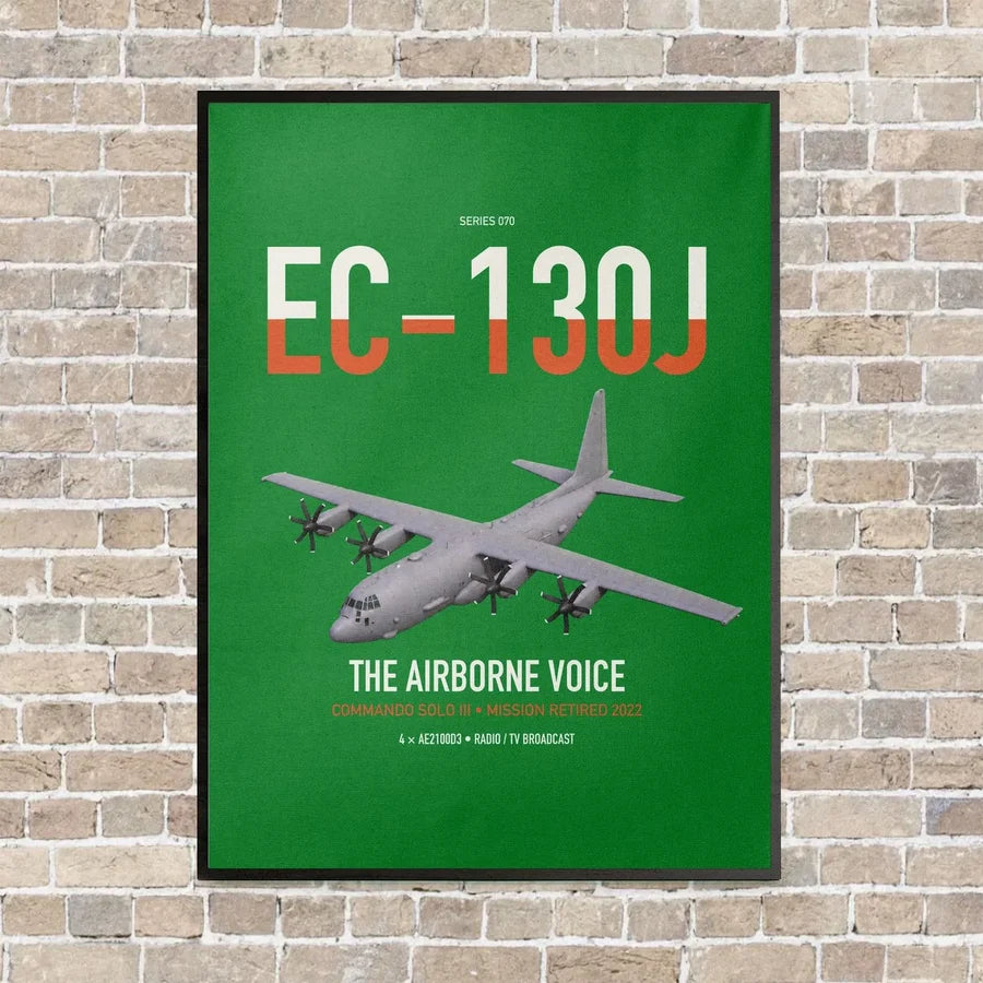 EC-130J Commando Solo III vertical canvas print - framed - green background