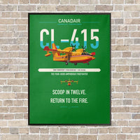 Thumbnail for Canadair CL-415 vertical canvas print - framed - green background