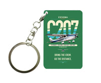 Thumbnail for Cessna T207A Stationair 8 design on green designed key chain, double-side print