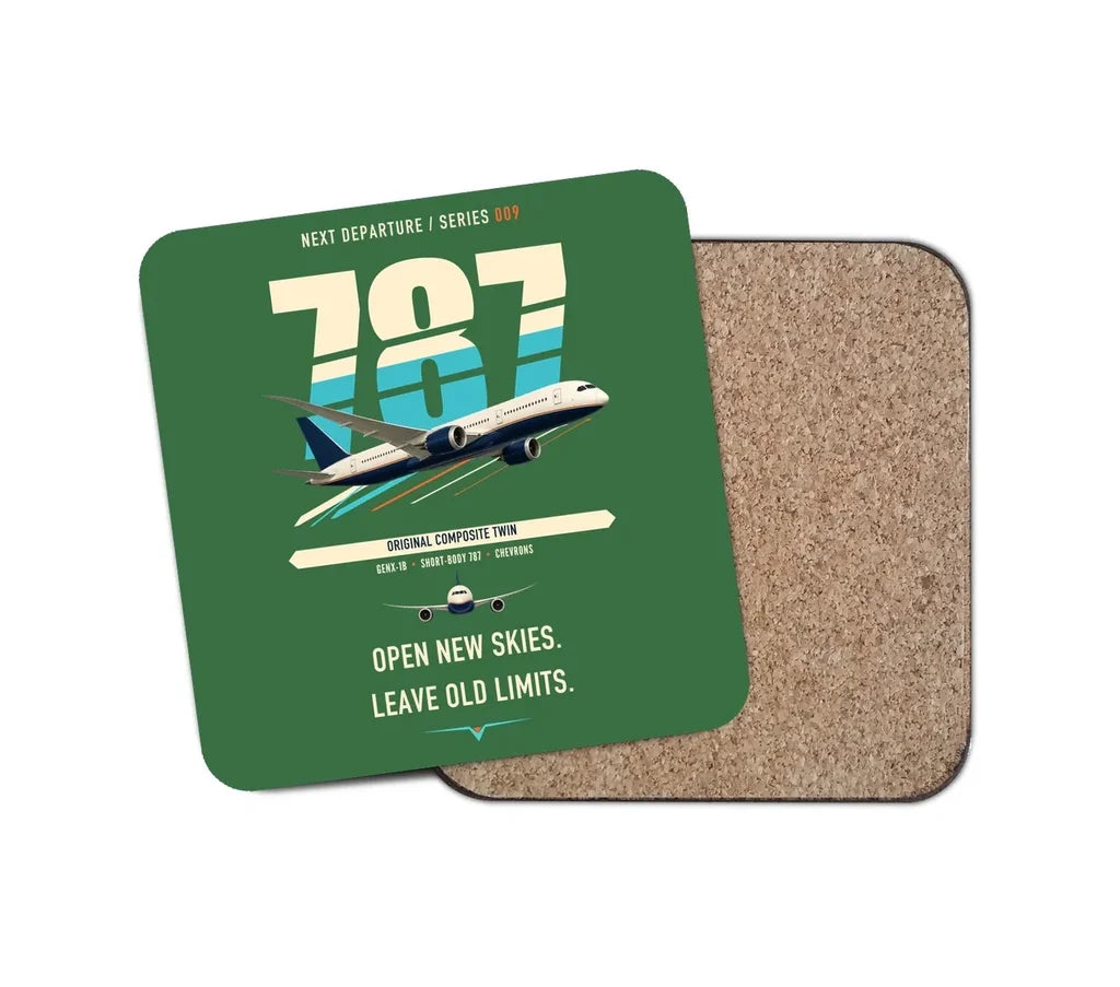 Boeing 787-8 Dreamliner design on green 1 piece coaster