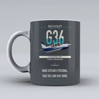 Thumbnail for Beechcraft Bonanza G36 design on gray ceramic mug, double-side print