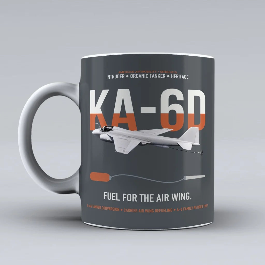 KA-6D Intruder design on gray ceramic mug, double-side print