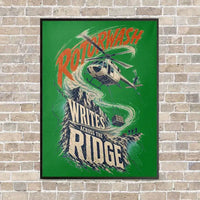 Thumbnail for Rotorwash Writes Across The Ridge vertical canvas print - framed - green background