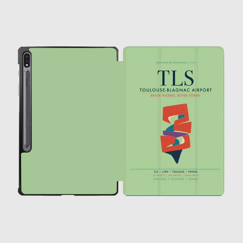 Toulouse-Blagnac Airport (TLS) design on light green samsung tablet tablet case