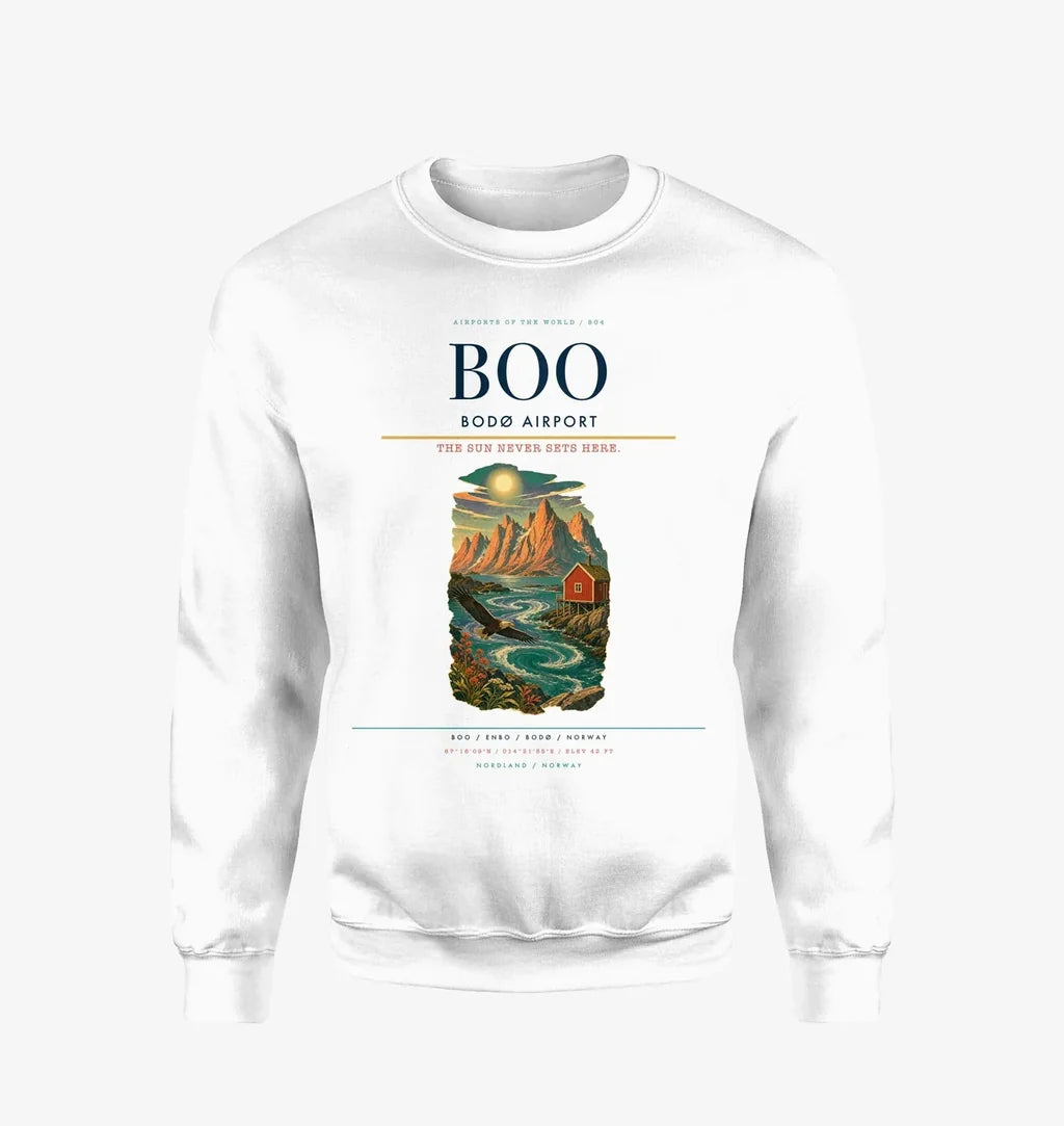 Bodø Airport BOO Sweatshirt - White