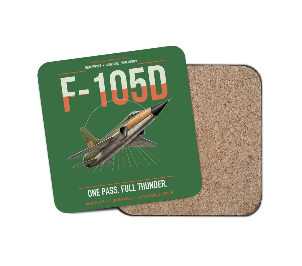 F-105D Thunderchief design on green 1 piece coaster