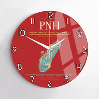 Thumbnail for Phnom Penh International Airport (PNH) design on red no frame wall clock
