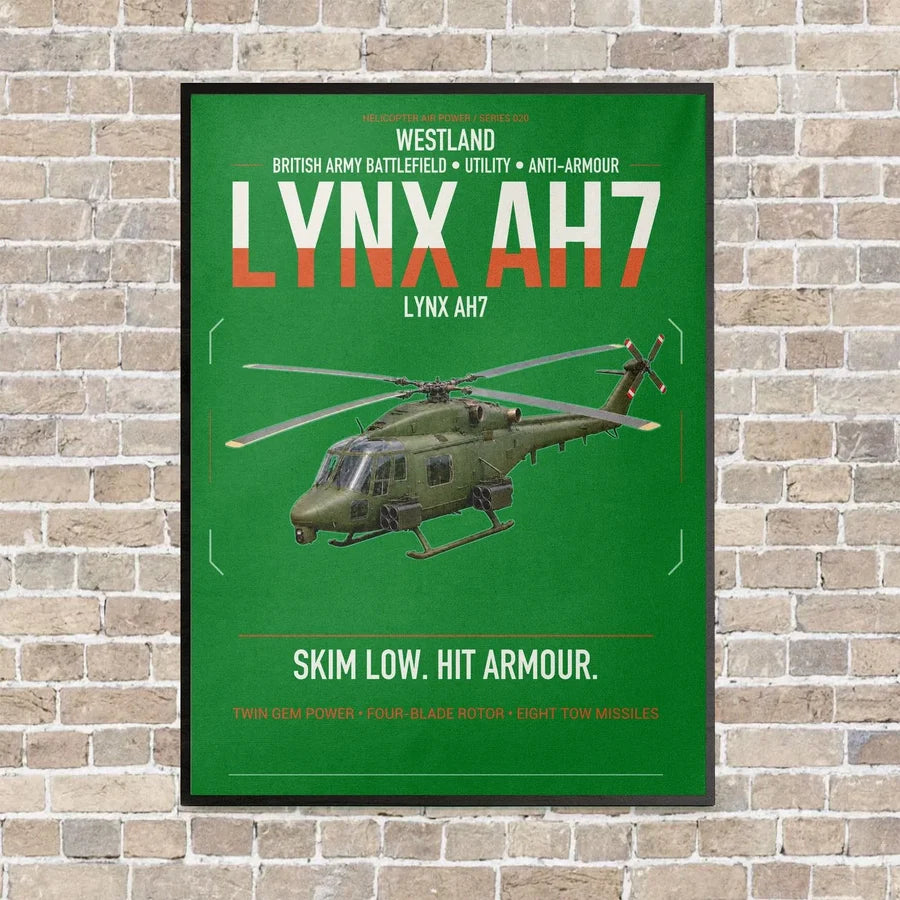 Westland Lynx AH7 vertical canvas print - framed - green background