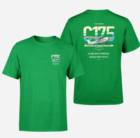 Thumbnail for Cessna 175 Skylark design on green t-shirt, double-side print
