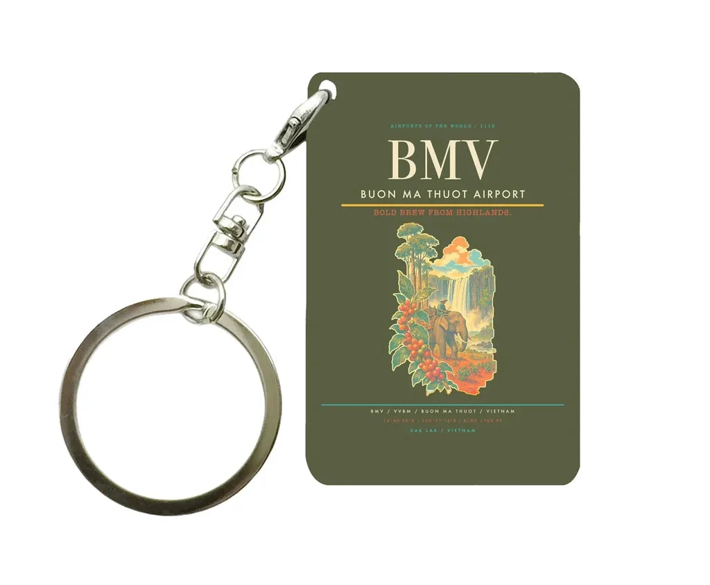 Buon Ma Thuot Airport (BMV) design on green army key chain