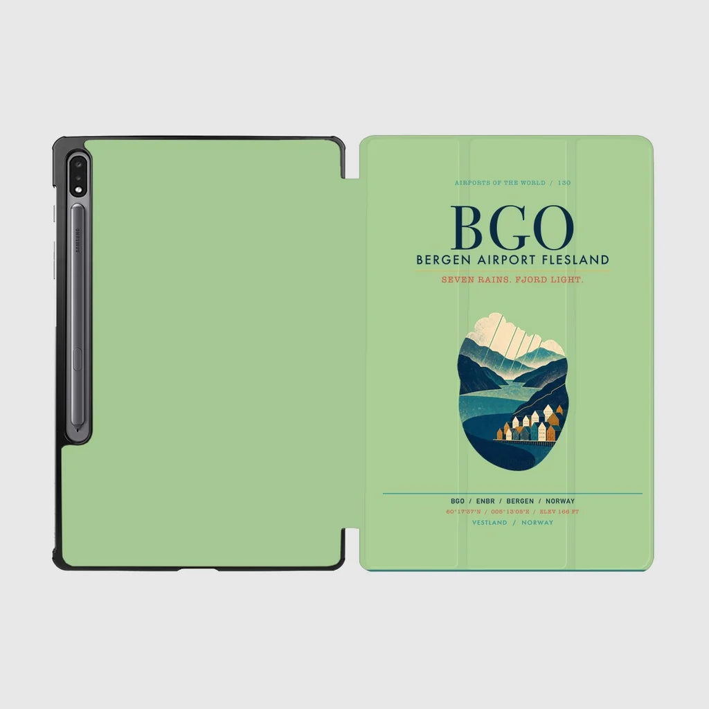 Bergen Airport Flesland (BGO) design on light green samsung tablet tablet case