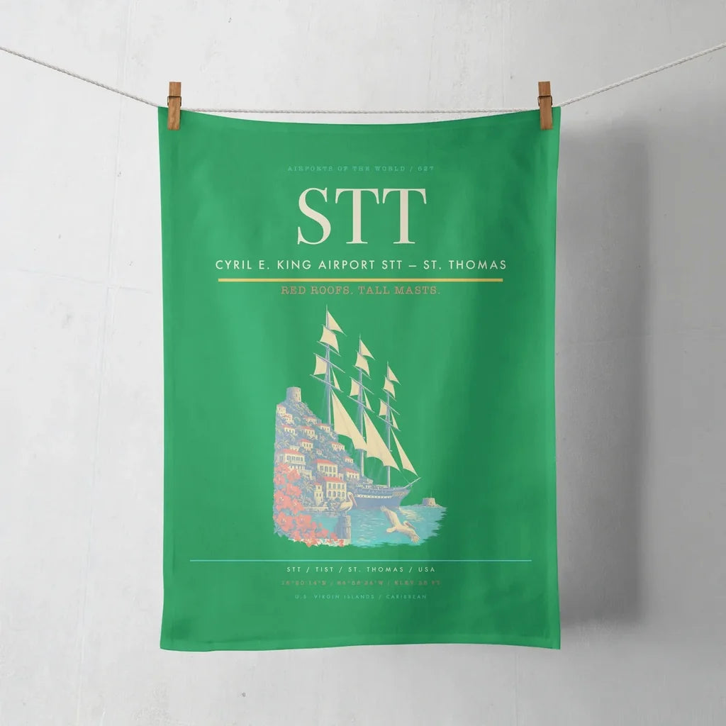 Cyril E. King Airport (STT) design on green towel