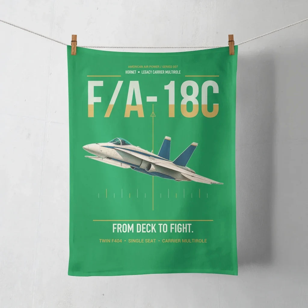 F-A-18C Hornet design on green towel