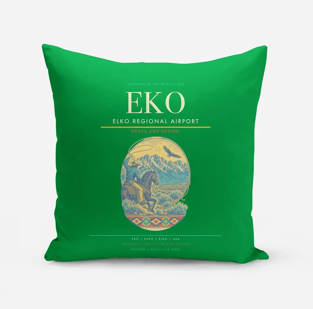 Elko Regional Airport (EKO) design on green pillow
