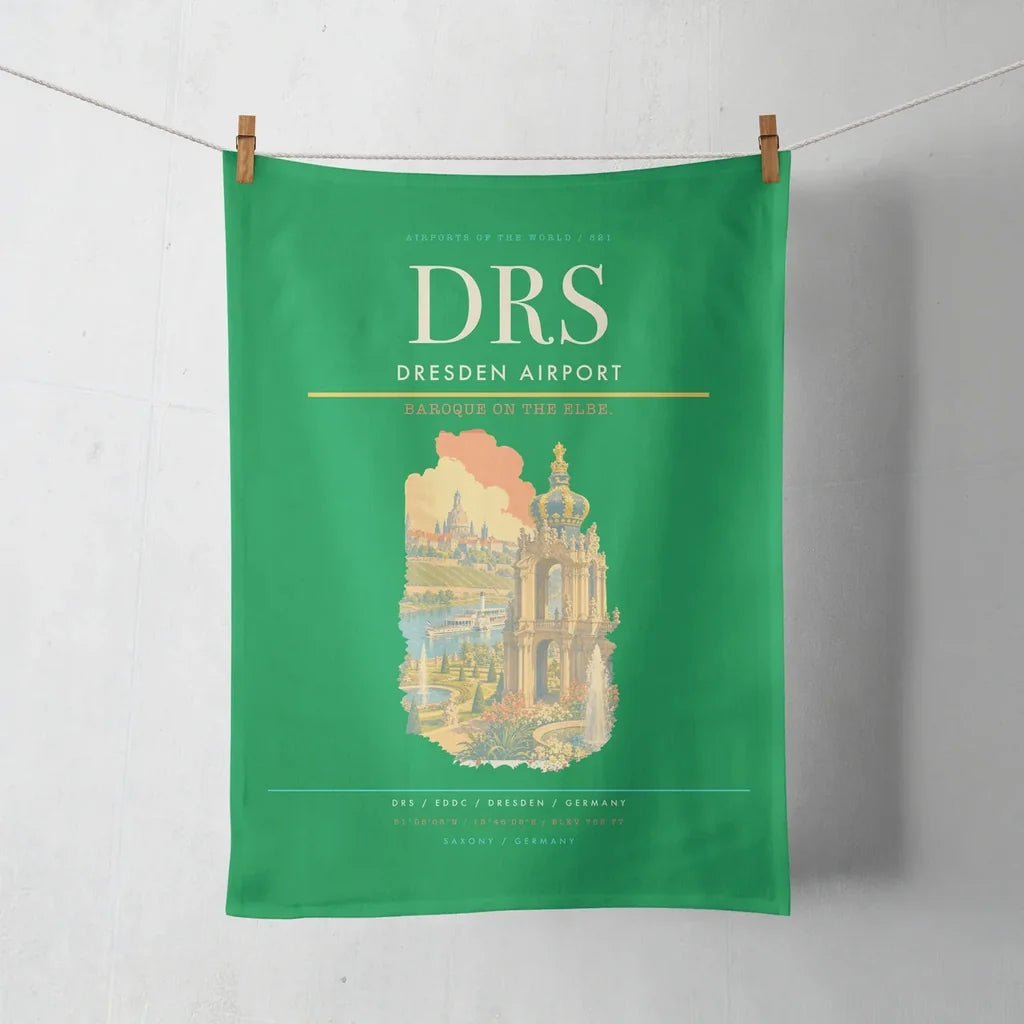 Dresden Airport (DRS) design on green towel