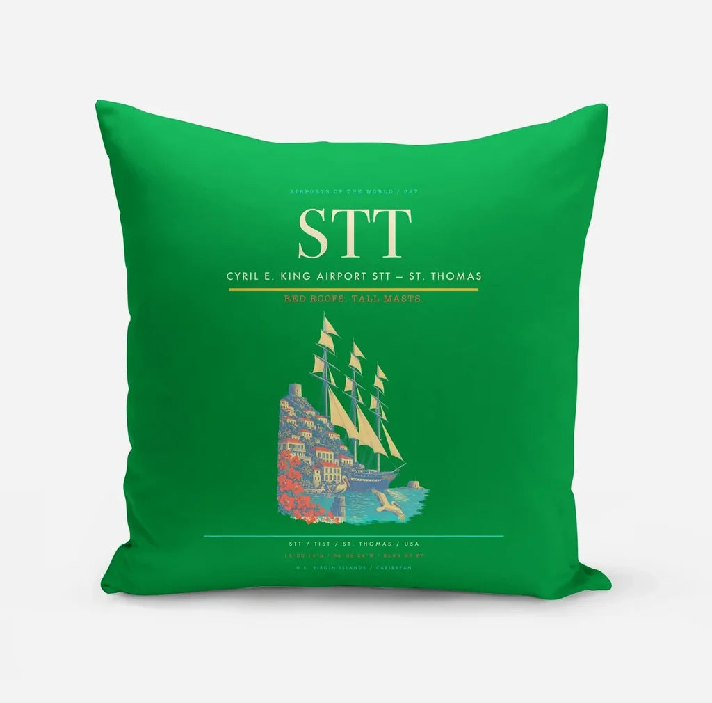 Cyril E. King Airport (STT) design on green pillow