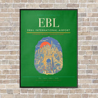 Thumbnail for Erbil International Airport EBL vertical canvas print - framed - green background