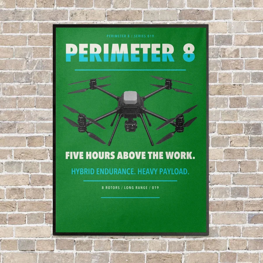 Skyfront Perimeter 8 vertical canvas print - framed - green background