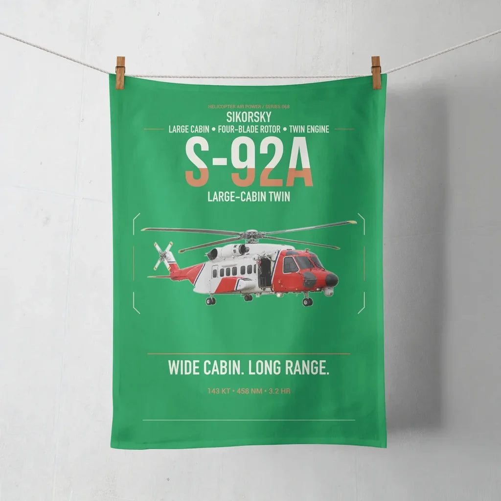 Sikorsky S-92A design on green towel