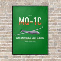 Thumbnail for MQ-1C Gray Eagle ER vertical canvas print - framed - green background