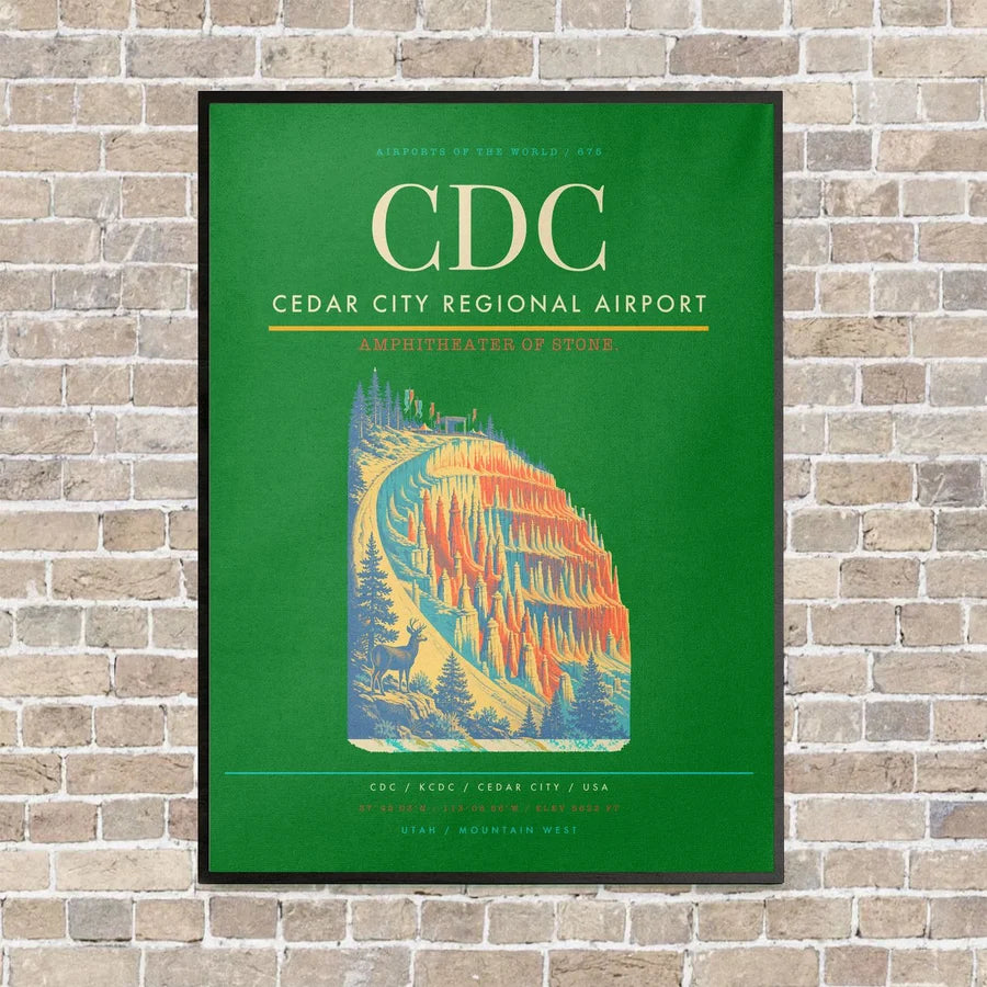 Cedar City Regional Airport CDC - Canvas Framed - Green