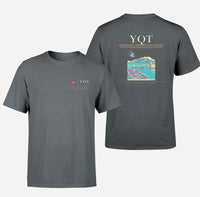 Thumbnail for Thunder Bay International Airport (YQT) design printed on gray double-side t-shirt