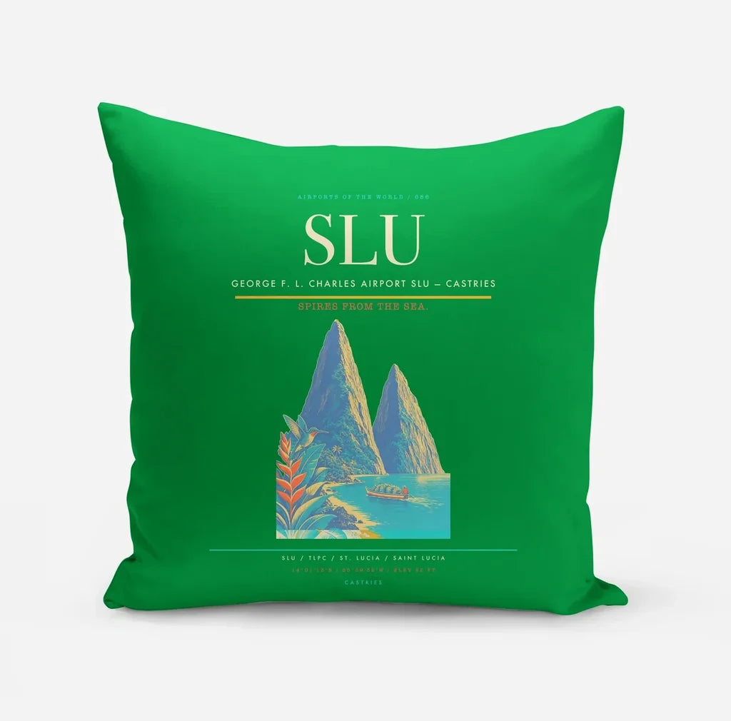 George F. L. Charles Airport (SLU) design on green pillow