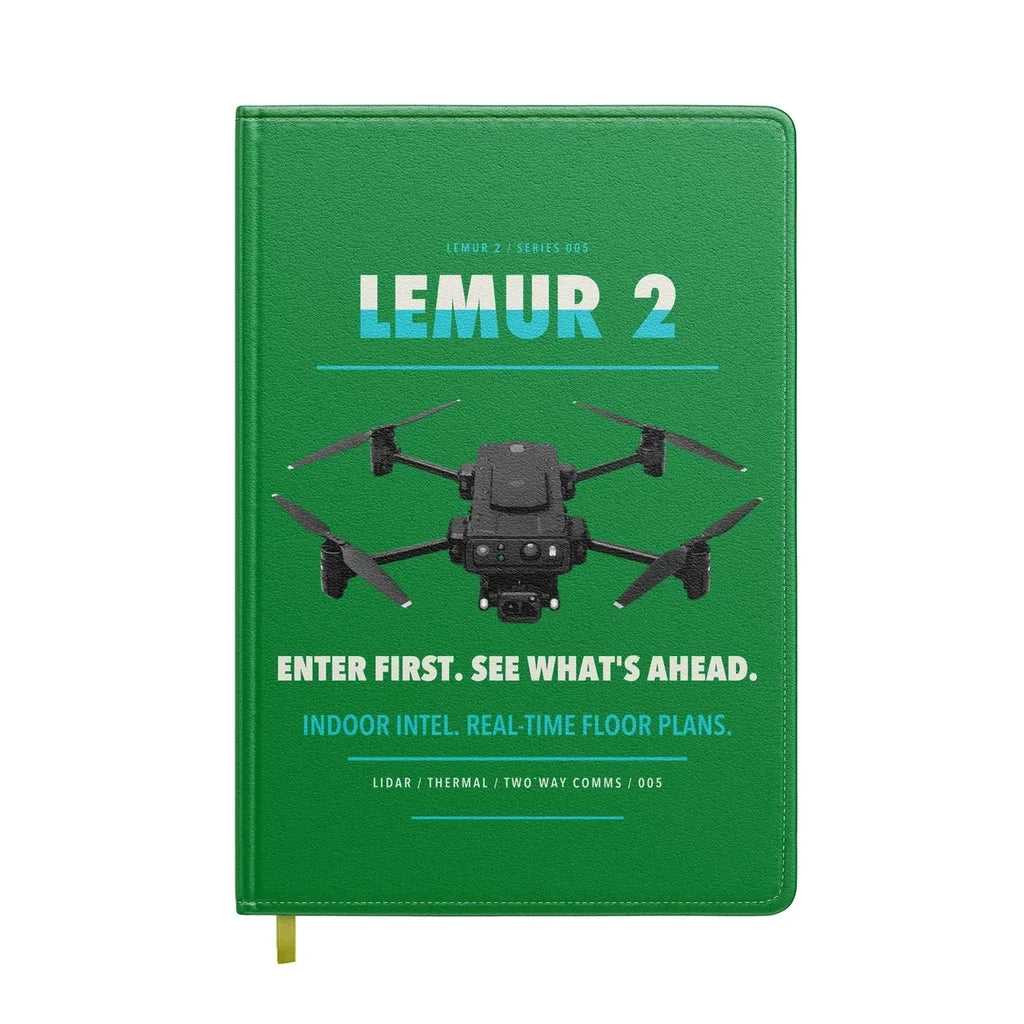 BRINC LEMUR 2 design on green notebook
