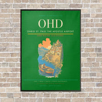 Thumbnail for Ohrid St. Paul the Apostle Airport OHD vertical canvas print - framed - green background