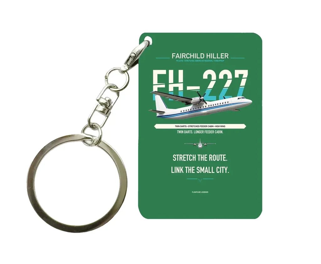 Fairchild Hiller FH-227B Key Chain design on green key chain